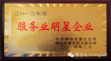 热烈祝贺威龙公司荣获“服务业明星企业”称号