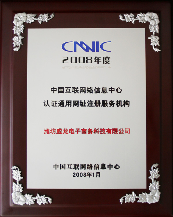CNNIC通址認(rèn)證注冊(cè)服務(wù)機(jī)構(gòu)（2008）