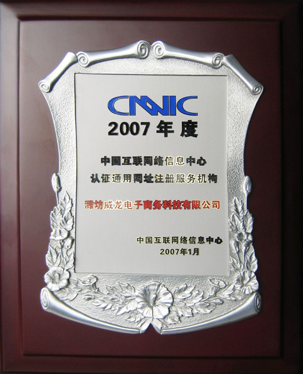 CNNIC通址認(rèn)證注冊(cè)服務(wù)機(jī)構(gòu)（2007）